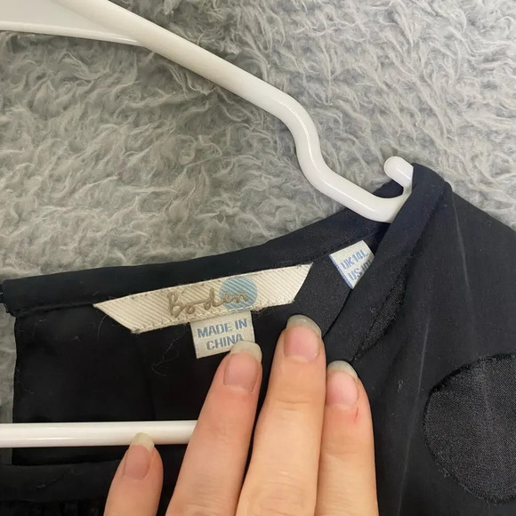 Boden womens black polka dot long sleeve blouse career contemporary keyhole 10L - Picture 6 of 10